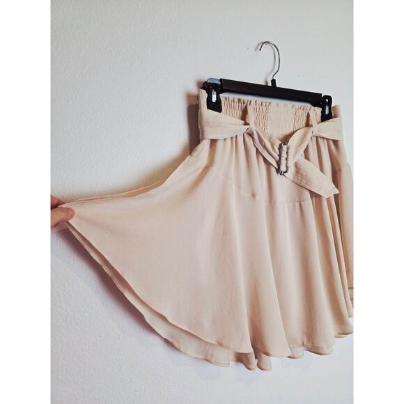 A.L.C. 100% Silk Skirt Womens 0 Mini Layered Ruffle Beige Nude Asymmetrical Hem - Picture 3 of 10